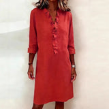 Calyra™-Kleid mit Rüschen am Ausschnitt und Eleganter Passform – Rot