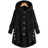 Stylische Fleece Jacke für Damen | Mit Kapuze – Schwarz