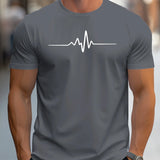 Herren Slim Fit Kurzarm T-Shirt | Herzschlag Print – Grau