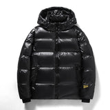 Herren Winter-Daunen Jacke mit Kapuze | Schwarz – Schwarz