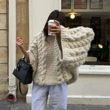 Tjaya | Vintage Gestrickter pullover – Weiß