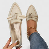 Peyton | Spitze Zehe Flache Sohle Ballerinas – Beige