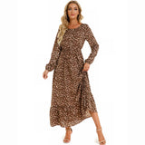 Damen Boho Maxikleid mit Blumenmuster | Langarm – Braun