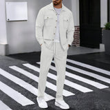 Dominus Elite™ Set mit Moderner Jacke und Slim-Fit-Hose – Weiß