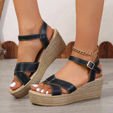 Vanessa | Gepolstert Keilabsatz Sandalen – Schwarz