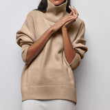 Estelle - Lockerer Rollkragenpullover – Helles Khaki