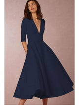 Azmira – Elegantes A-Linien-Midikleid – Marineblau