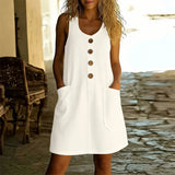Livora™ Kleid Mit Eleganten Knöpfen Und Fronttaschen – Weiß