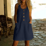 Livora™ Kleid Mit Eleganten Knöpfen Und Fronttaschen – Dunkelblau