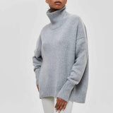 Übergroßer Rollkragenpullover aus Kaschmir – Grau
