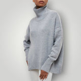 Damen Rollkragenpullover | Warmer Strickpullover in Übergröße – Grau