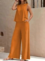 Dollie - Ärmelloses Zweiteiler Set – Orange