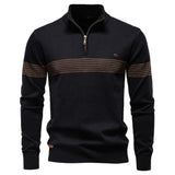 Amitai - Klassischer Strick Pullover Mit Halbem Reißverschluss – Schwarz