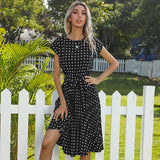 Beth - Polka Bloom Kleid – Schwarz