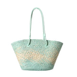 Französische Luxus Strandtasche Damen – Handgefertigte Raffia Sommertasche – Blau