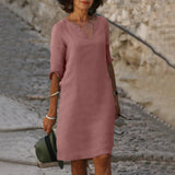 Vondra – Elegantes knielanges Kleid – Rosa