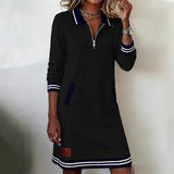 Navelle™ Kleid mit Polokragen und Müheloser Eleganz – Schwarz