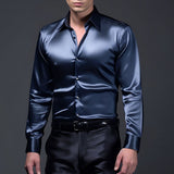 Dante – Herren Satinhemd mit Glanzfinish und Slim Fit – Marineblau