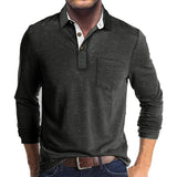 Jörg™ | Herren Langarmshirt in Unifarbe – Dunkelgrau