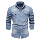 Hunter | Knopfleiste Classic-Fit Hemd – Denim Blau