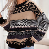 Le Clair | Retro Pullover mit Kontrast gestrickt – Schwarz