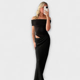 Puss - Asymmetrisches Kleid mit Rüschenschnitt – Schwarz