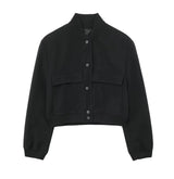 Bettina Blousonjacke Kurz mit Pattentaschen – Schwarz