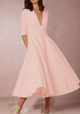 Azmira – Elegantes A-Linien-Midikleid – Rosa