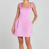 Bellaflora™-Kleid mit Floralen Applikationen am Ausschnitt und Eleganter Passform – Pink