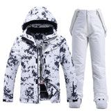 Damen Skianzug | Zweiteiliges Winterset für Outdoor-Einsatz – Schwarz / Weiß