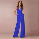 Solennea – Eleganter Neckholder-Jumpsuit – Blau
