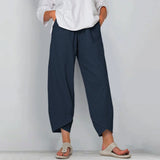 Mireva™ Hose aus Baumwoll-Leinen mit Leichtem Fließendem Fall – Blau