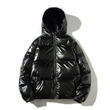 Armand | gesteppte warme puffer-winterjacke für männer – Schwarzer Kapuzenpulli