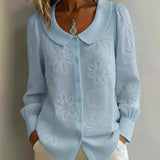 Fiorenne™-Hemd mit Blumenstickerei und Zarter Passform – Blau