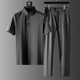 Atlas - Outfit-Set mit Streifen – Grau