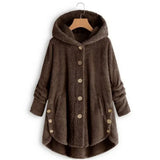 Stylische Fleece Jacke für Damen | Mit Kapuze – Braun