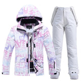 Damen Skianzug | Zweiteiliges Winterset für Outdoor-Einsatz – Lila / Weiß