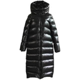 Damen Modische Daunen Jacke | Lang – Schwarz