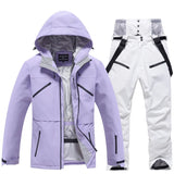 Unisex-Skianzug im zweiteiligen set | winterlicher funktionstil – Lila / Weiß