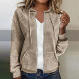 Damen Strickjacke Kariert Jacke | Elegant Leicht – Khaki