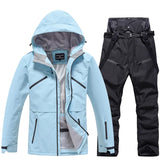 Unisex-Skianzug im zweiteiligen set | winterlicher funktionstil – Hellblau / Schwarz