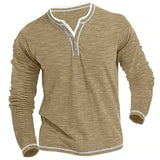Leon | Langarmshirt mit V-Ausschnitt – Khaki