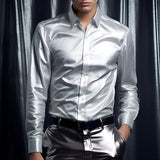 Dante – Herren Satinhemd mit Glanzfinish und Slim Fit – Himmelgrau