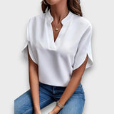 Lunelle – Bluse mit V-Ausschnitt und fließender Form – Weiß