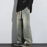 Herren Baggy Jeans | Verstellbarer Kordelzug – Dunkelgelb
