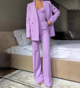 Kaylee | Ausgestellt Korsett Top Anzug Dreiteiliges Set – Lila