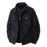 Herren-Cordjacke im langen schnitt | strukturdesign – Schwarz