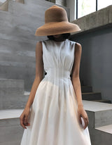Elyndra – Elegantes Kleid aus Baumwollleinen – Weiß