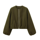 Damen Kurzjacke | Locker geschnittene Ausführung für Alltag – Olivgrün