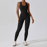 Miranda | Yoga Jumpsuit Mit Offenem Rücken – Premium-Schwarz
